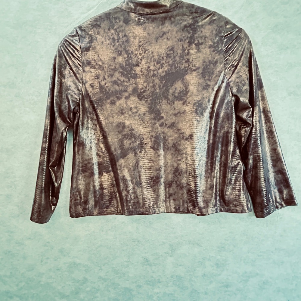 Chicos Bronze Metallic Rhinestone‎ Snakeskin Print Jacket Size 3 (women’s 16) - Picture 3 of 9